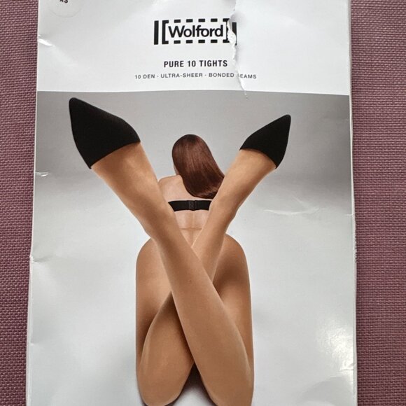 WOLFORD Pure 10 Tight in Black XSmall New Womens Nylons Pantyhose - Picture 5 of 10